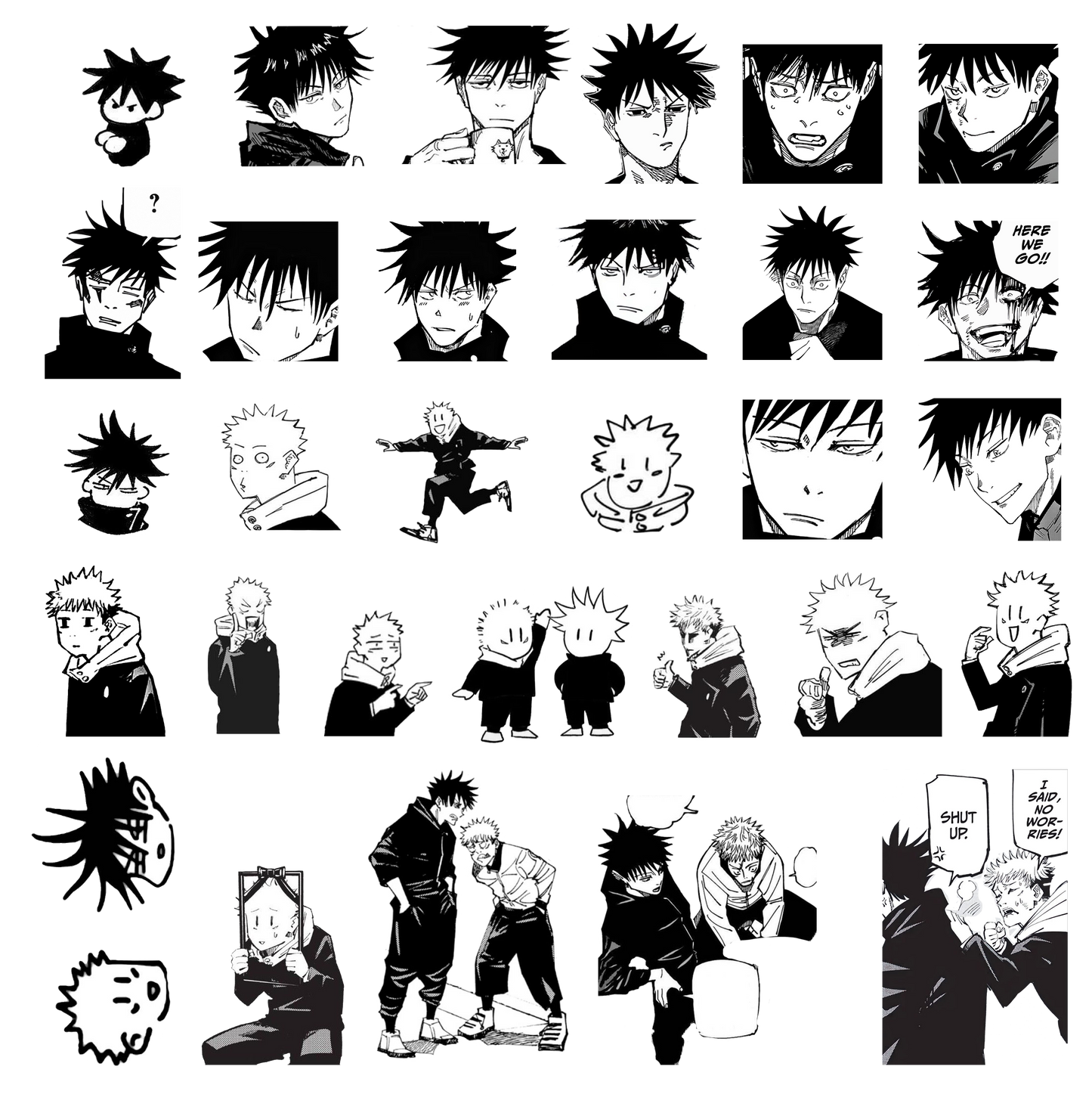Yuji Itadori and Megumi Fushiguro Goofy Die Cut Stickers Jujutsu Kaisen
